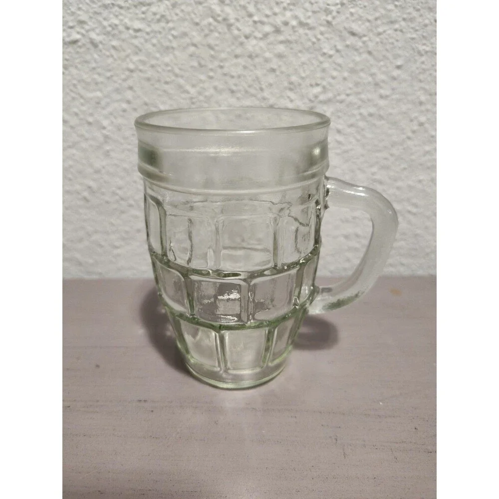 Vintage Anchor Hocking Brick-Style Glass Beer Mug | Grenade Paneled Design | 12
